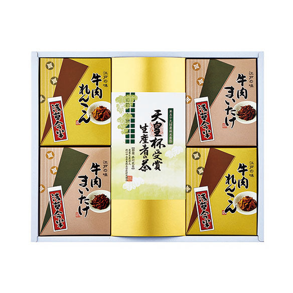 〈浅草今半〉牛肉佃煮・〈愛国製茶〉銘茶詰合せ