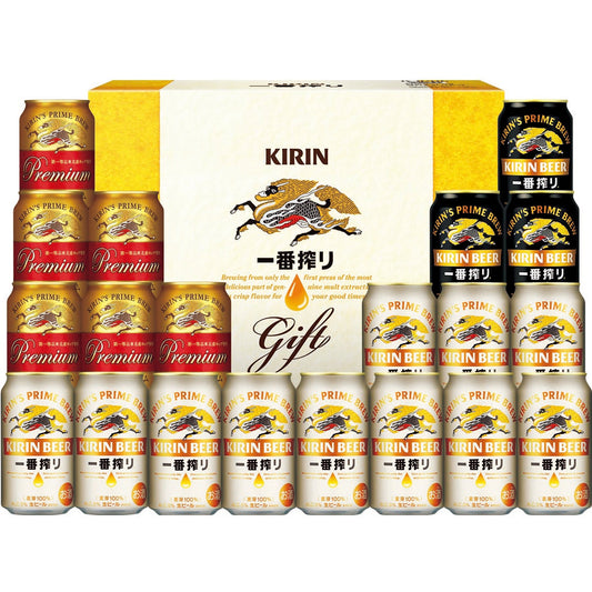 001763〈キリン〉一番搾り３種飲みくらべセット　プレミアム・黒ビール入り