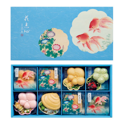 051263東京国立近代美術館　限定ギフト〈京洛　辻が花〉金魚二匹（きんぎょにひき）・朝顔（あさがお）　京野菜お吸物・お茶漬最中詰合せ