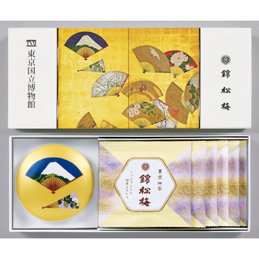 051303東京国立博物館　限定ギフト〈錦松梅〉富士山草花図扇面散屏風（ふじさんそうかずせんめんちらしびょうぶ）　錦松梅（有田焼容器入・小袋）